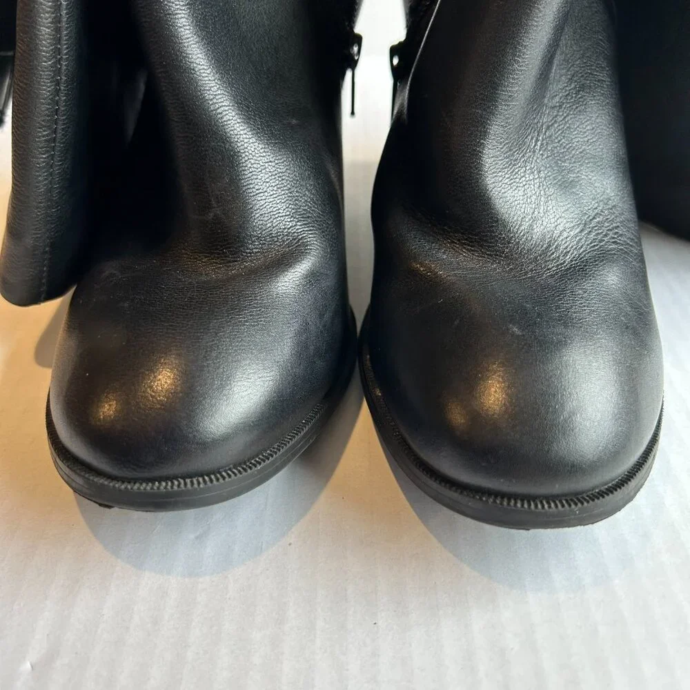 Liz & Co Black Leather Women's Calf Height Boots Size 9 Heel 4" - Picture 6 of 15